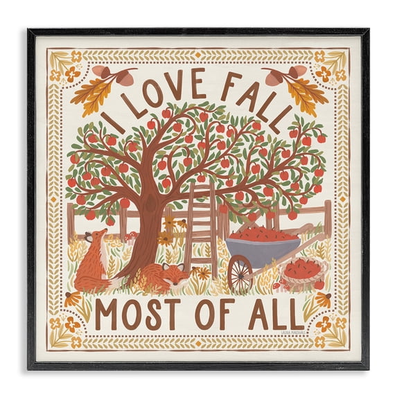 Stupell Industries Rustic Lodge Love Fall Scenery Black Framed Giclee Art, 12 x 12, by Laura Marshall