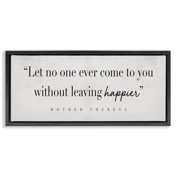 Stupell Industries Rustic Lodge Mother Theresa Inspirational Quote Black Floating Frame Canvas Art, 25 x 11, by Lil' Rue