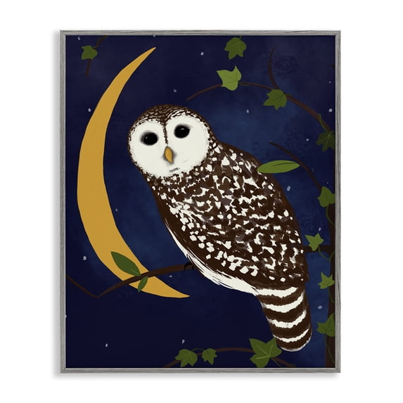 Stupell Industries Rustic Lodge Owl & Moon Forest Gray Framed Giclee Art, 24 x 30, by Michelle Ingari Designs