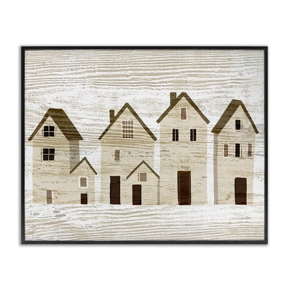 Stupell Industries Rustic Lodge Rustic Neighborhood Houses Black Framed Giclee Art, 14 x 11, by Ziwei Li
