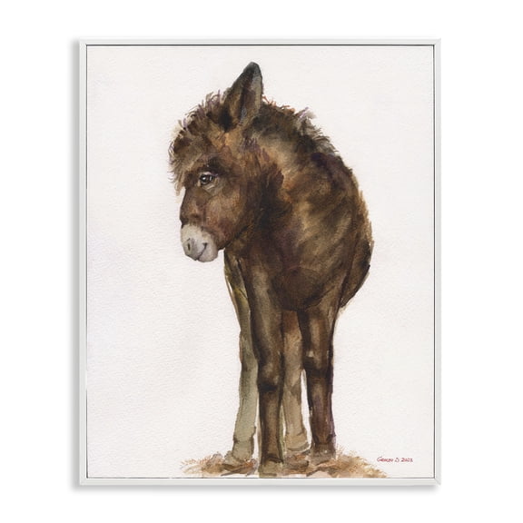 Stupell Industries Rustic Lodge Smiling Donkey Foal White Framed Giclee Art, 11 x 14, by George Dyachenko
