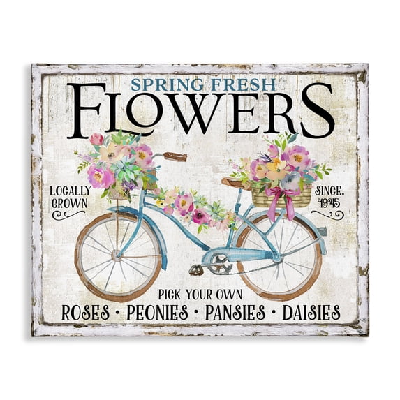 Stupell Industries Rustic Lodge Spring Fresh Flowers & Bike Canvas Art, 20 x 16, by Creatif Belle