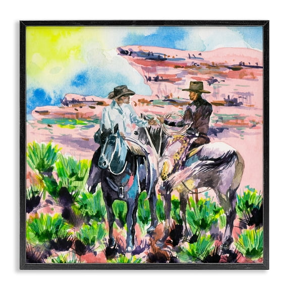 Stupell Industries Rustic Lodge Sunny Canyon Cowboys Black Framed Giclee Art, 12 x 12, by Melissa Wang