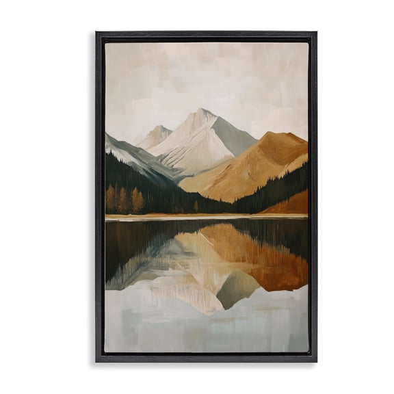 Stupell Industries Rustic Lodge Terracotta Reflections Mountains and ...
