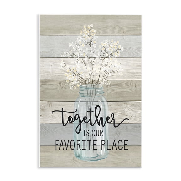 Stupell Industries Rustic Lodge Together Favorite Place with Florals Wall Plaque Art, 13 x 19, by Lettered and Lined