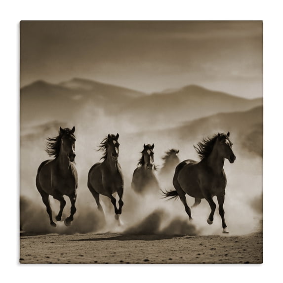 Stupell Industries Rustic Lodge Trotting Mountain Stallions Canvas Art, 17 x 17, by Noah Bay