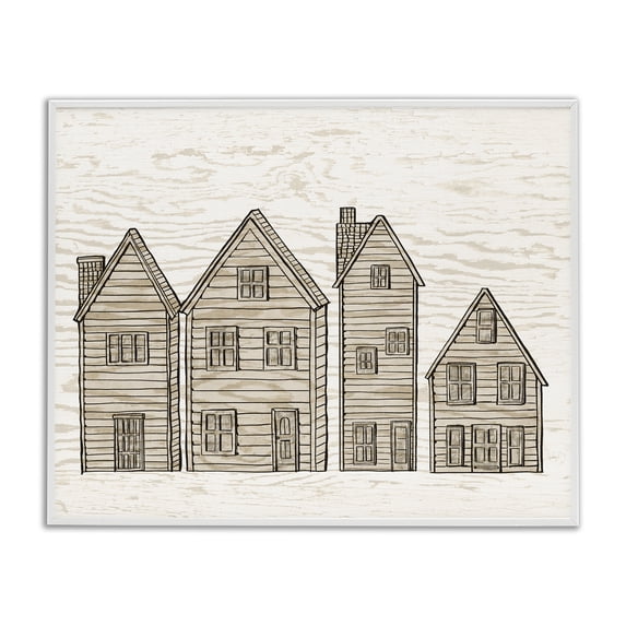Stupell Industries Rustic Lodge Varied Neighborhood Houses White Framed Giclee Art, 20 x 16, by Ziwei Li