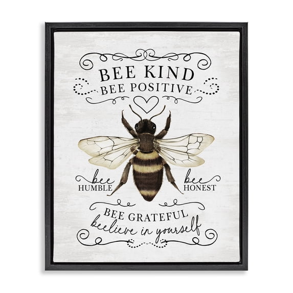 Stupell Industries Rustic Lodge Vintage Bee Phrases Black Floating Frame Canvas Art, 17 x 21, by Lettered and Lined