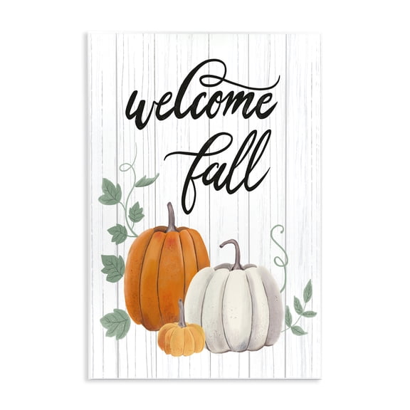 Stupell Industries Rustic Lodge Welcome Fall Rustic Calligraphy Phrase Pumpkin Patch Wall Plaque Art, 10 x 15, by Sharon Lee