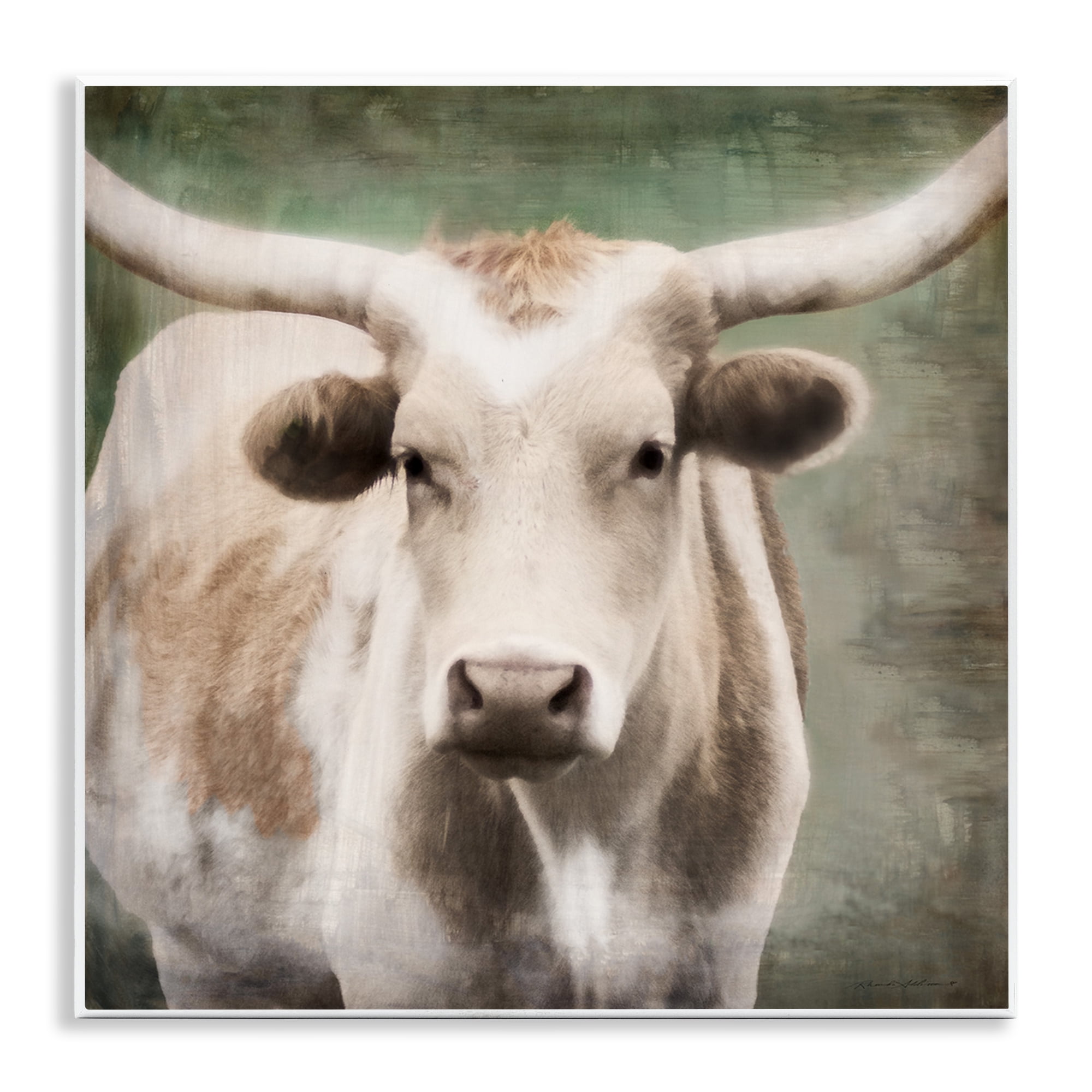 Stupell Industries Rustic Longhorn Cattle Animals & Insects Painting Unframed Art Print Wall Art, 12 x 12