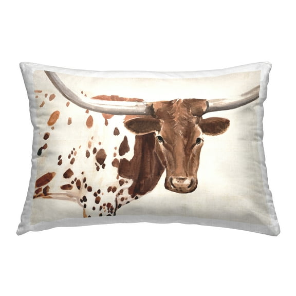 Stupell Industries Rustic Longhorn Cow Decorative Printed Throw Pillow, 14 x 20