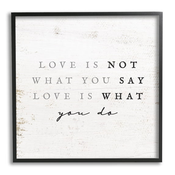 Stupell Industries Rustic Love Phrase Inspirational Painting Black Framed Art Print Wall Art, 17 x 17