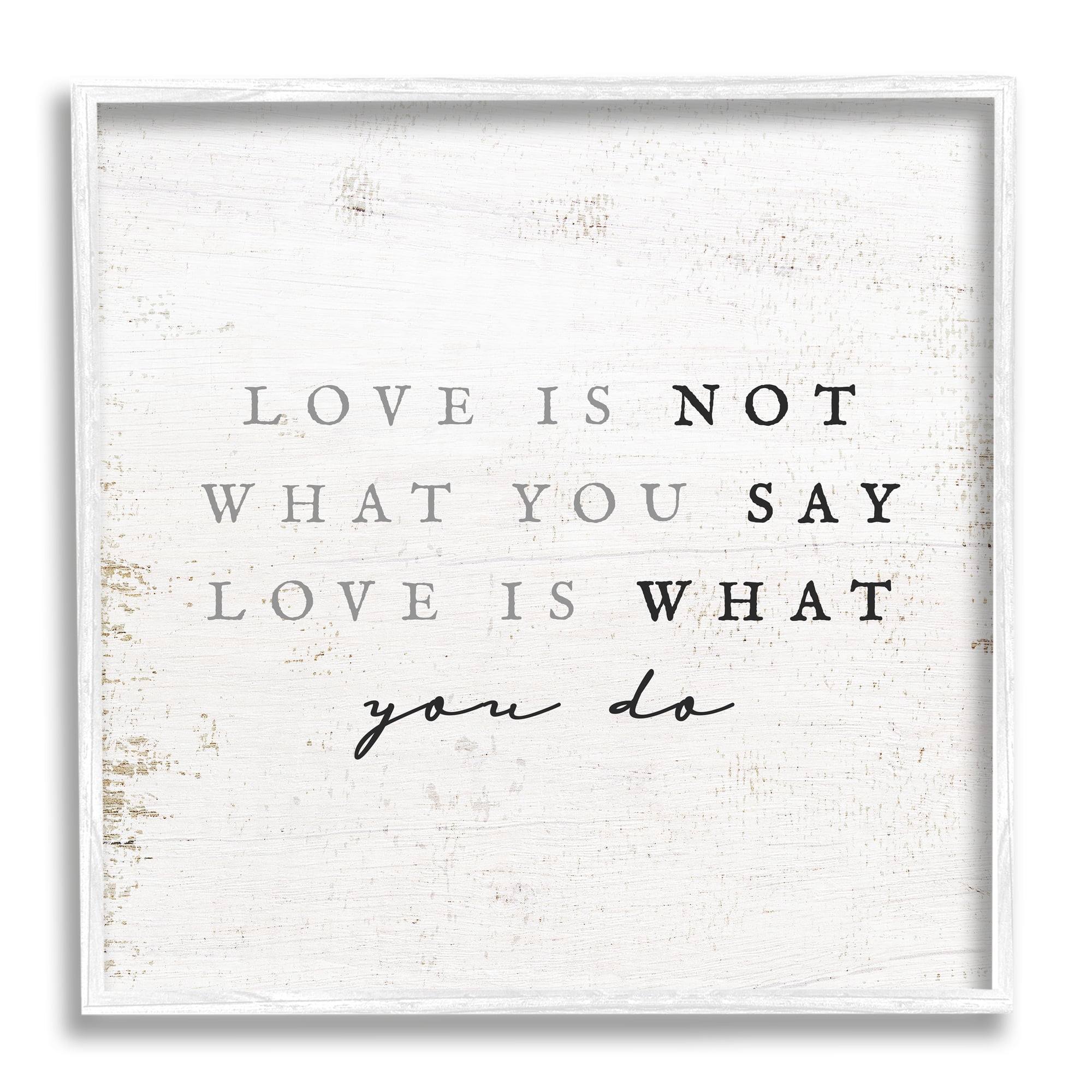 Stupell Industries Rustic Love Phrase Inspirational Painting White Framed Art Print Wall Art, 12 x 12