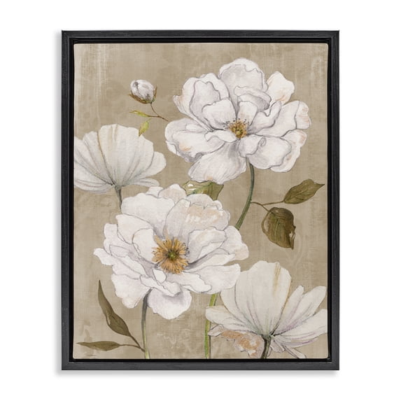 Stupell Industries Traditional Rustic Magnolia Blooms Black Floating Frame Canvas Art, 17 x 21, by Carol Robinson