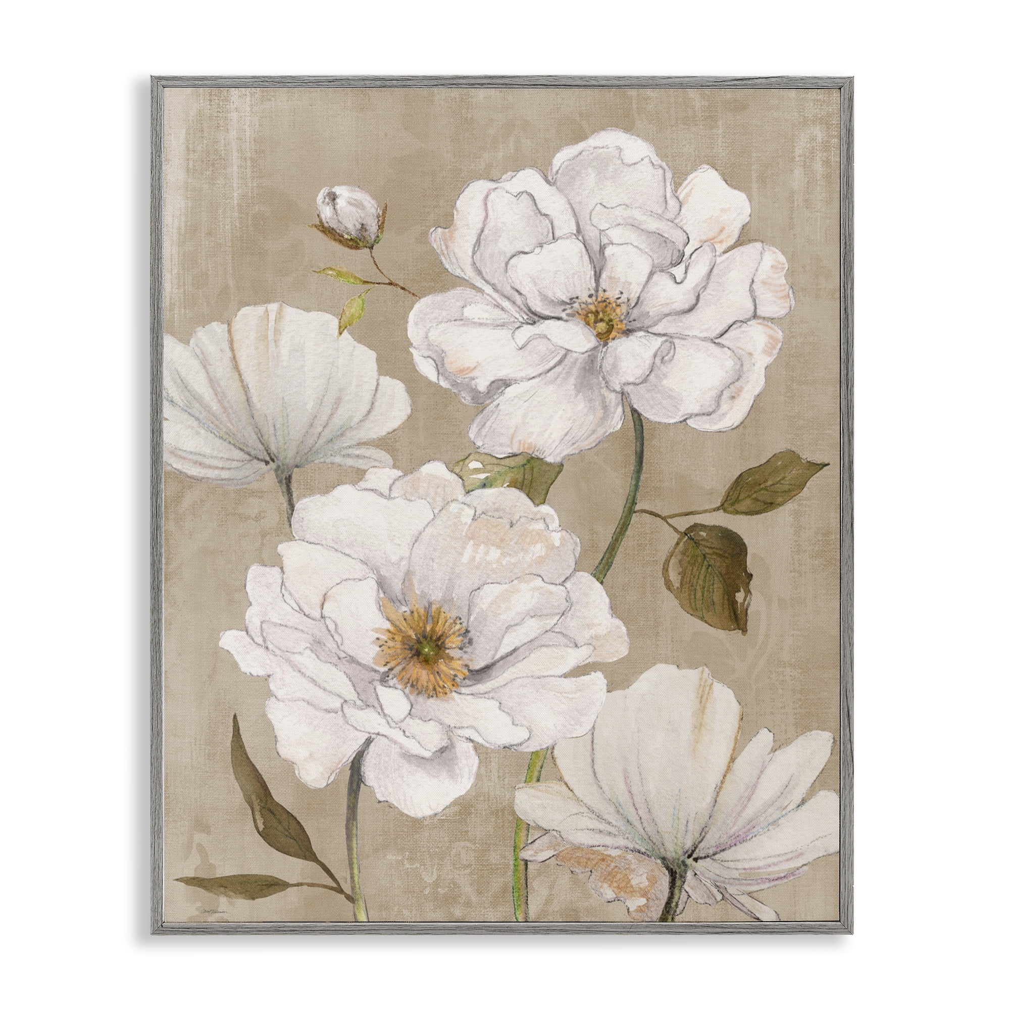 Stupell Industries Rustic Magnolia Blooms Gray Framed Giclee Art, design by Carol Robinson