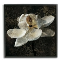 Stupell Industries Rustic Magnolia Flower Botanical & Floral Painting Black Framed Art Print Wall Art, 12 x 12