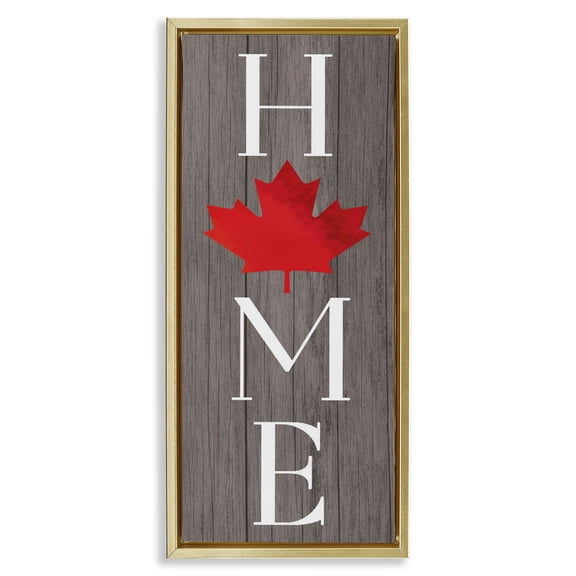 Stupell Industries Rustic Maple Leaf Home Gold Framed Floater Canvas Wall Art design by Lil' Rue, 31 x 15