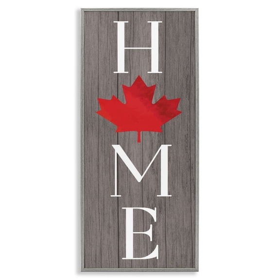 Stupell Industries Rustic Maple Leaf Home Gray Framed Giclee Art design by Lil' Rue, 24 x 10