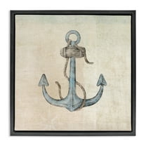 Stupell Industries Rustic Maritime Anchor Nautical & Beach Painting Black Floater Framed Canvas Art Print Wall Art, 18 x 18