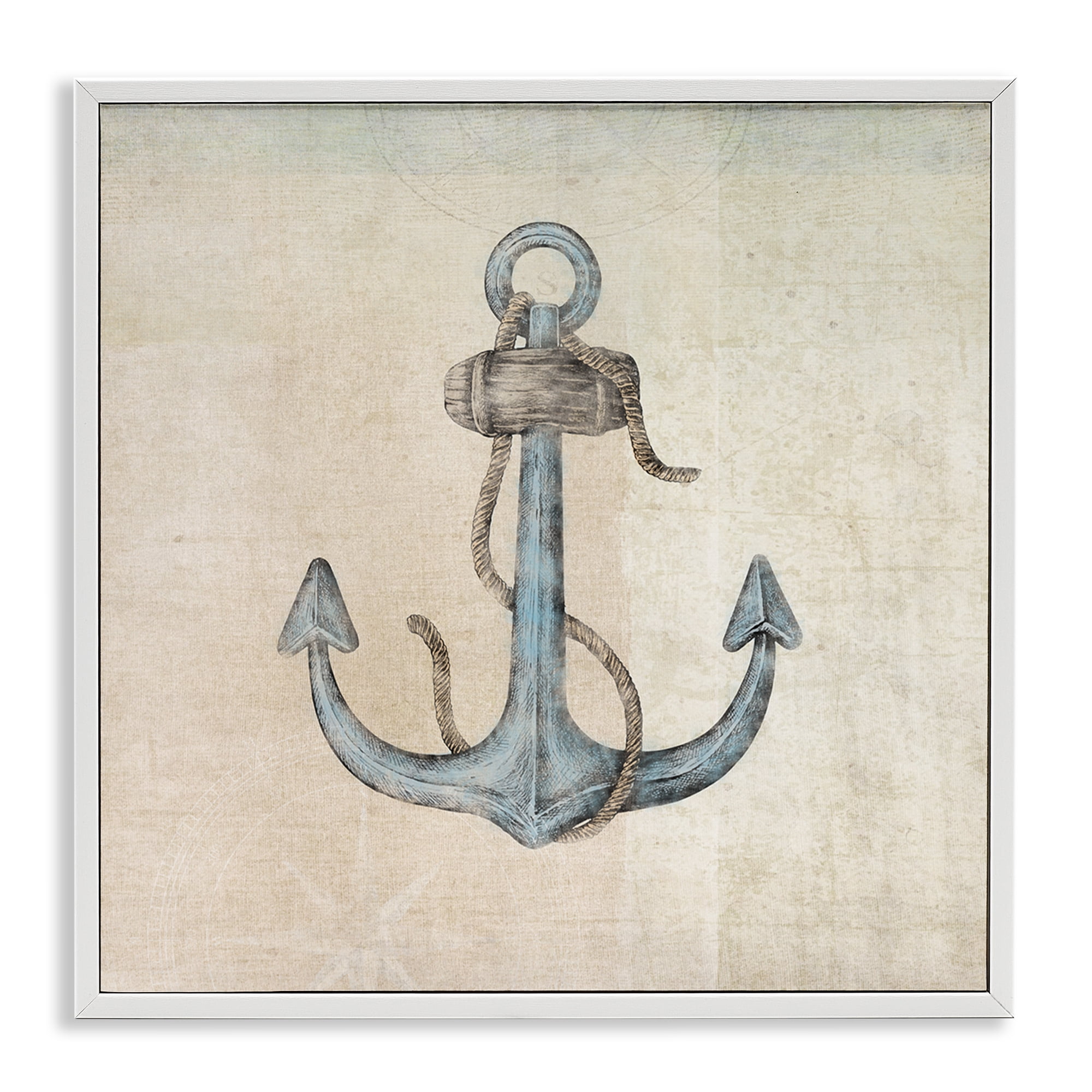 Stupell Industries Rustic Maritime Anchor Nautical & Beach Painting White Framed Art Print Wall Art, 24 x 24