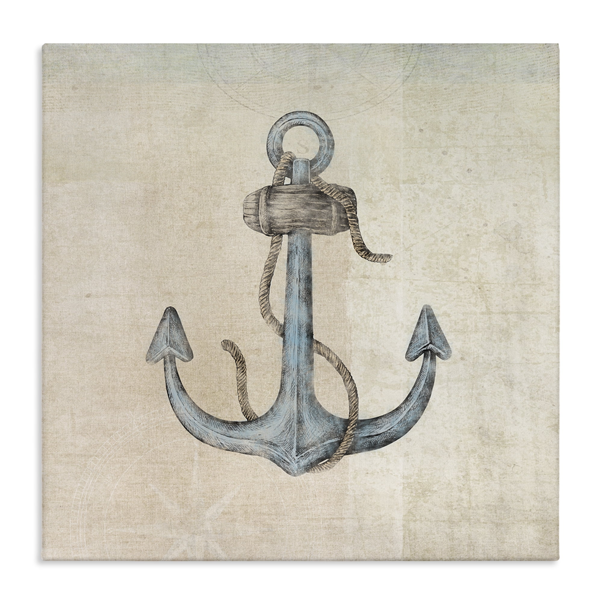 Stupell Industries Rustic Maritime Anchor Nautical & Beach Painting Wrapped Canvas Art Print Wall Art, 36 x 36