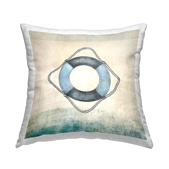 Stupell Industries Rustic Maritime Life Ring Decorative Printed Throw Pillow Design by JG Studios.