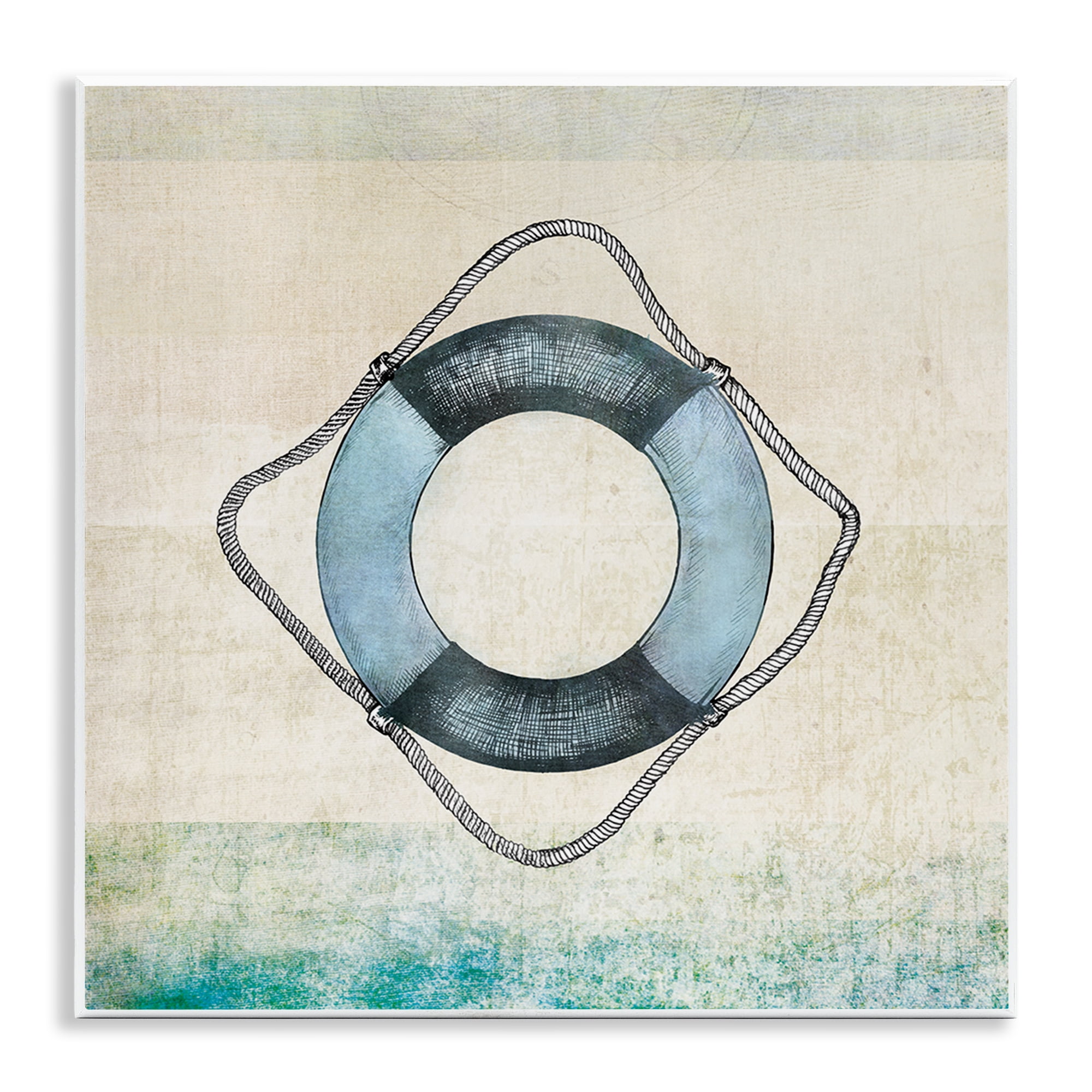 Stupell Industries Rustic Maritime Life Ring Nautical & Beach Painting Unframed Art Print Wall Art, 12 x 12