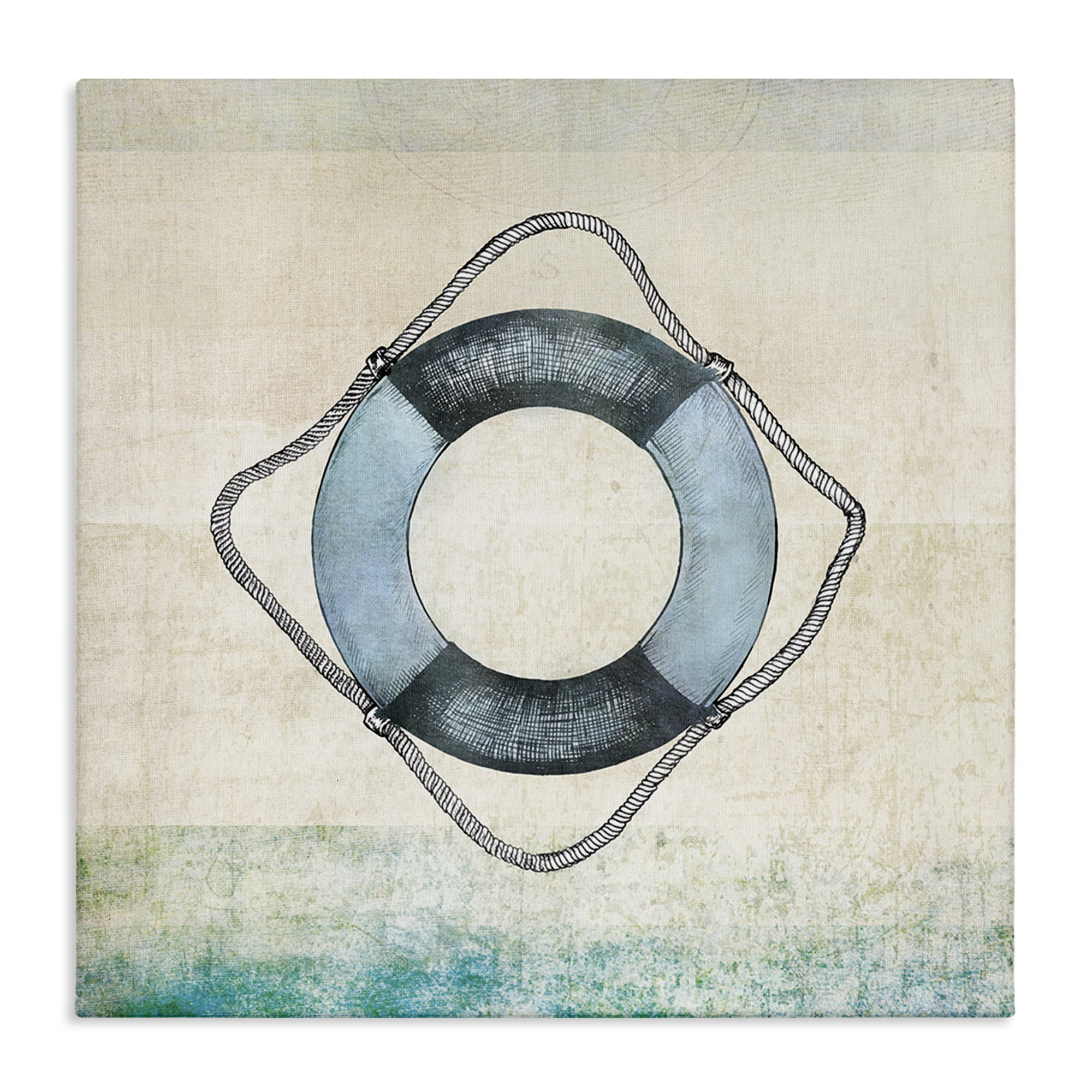 Stupell Industries Rustic Maritime Life Ring Nautical & Beach Painting Wrapped Canvas Art Print Wall Art, 36 x 36