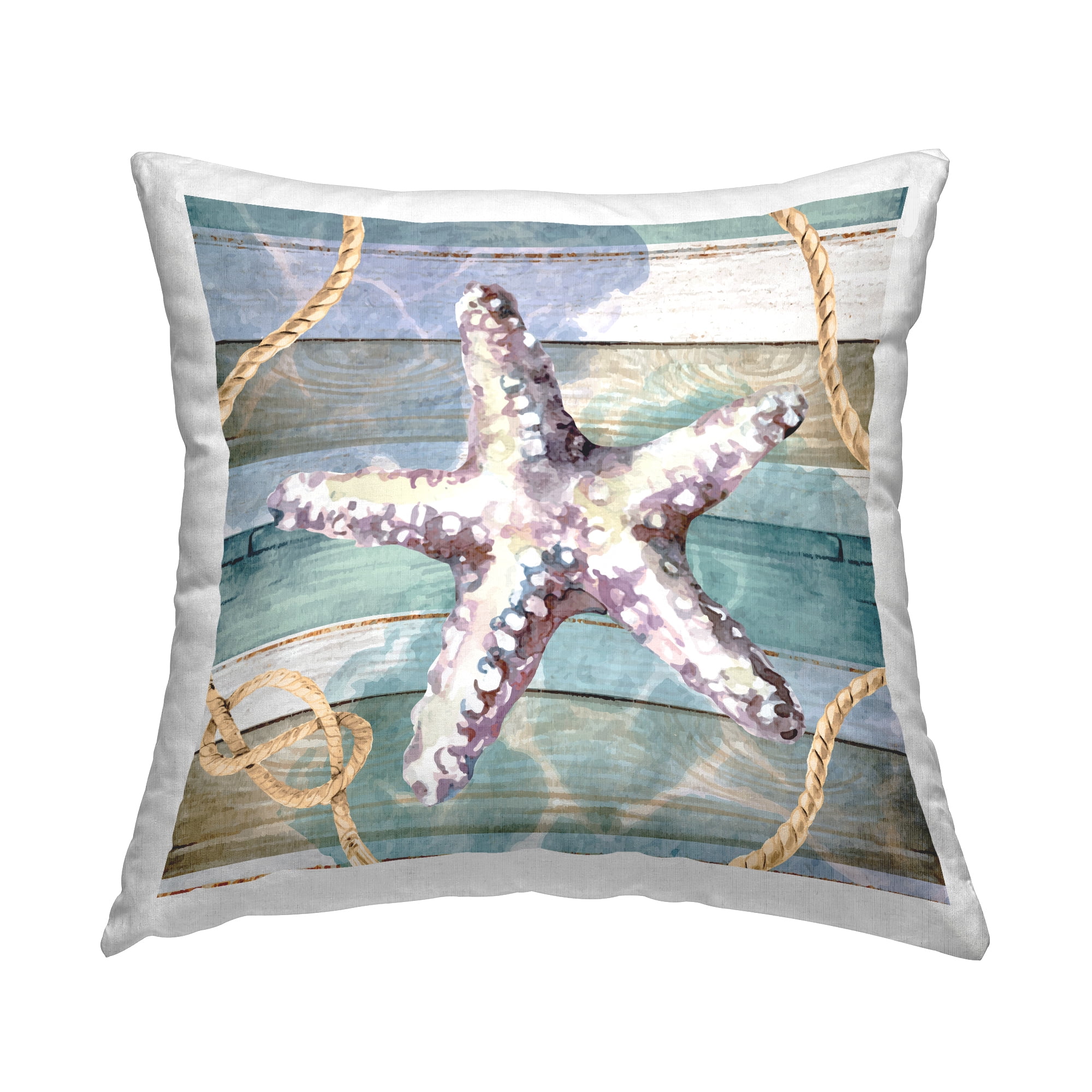 Stupell Industries Rustic Maritime Starfish Square Decorative Printed Throw Pillow, 18 x 18
