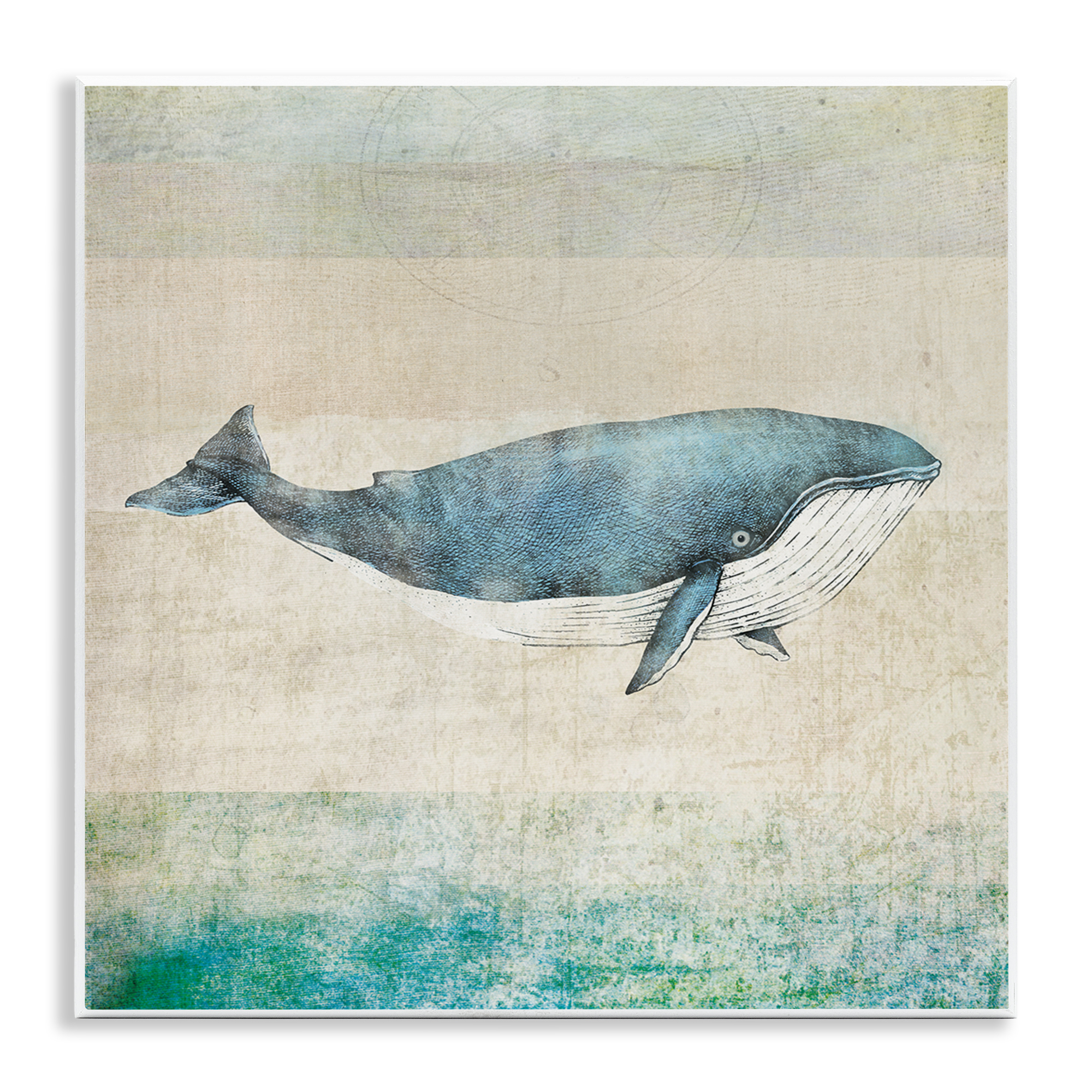 Stupell Industries Rustic Maritime Whale Nautical & Beach Painting Unframed Art Print Wall Art, 12 x 12