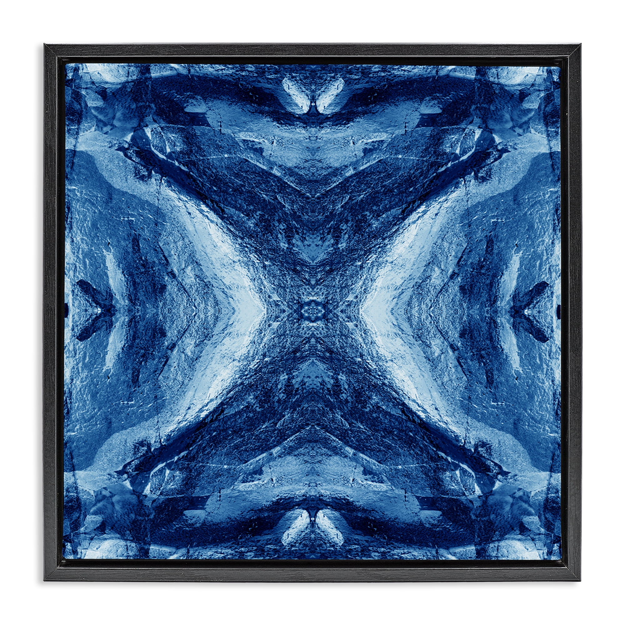 Stupell Industries Rustic Mirrored Motif Abstract Painting Black Floater Framed Canvas Art Print Wall Art, 25 x 25