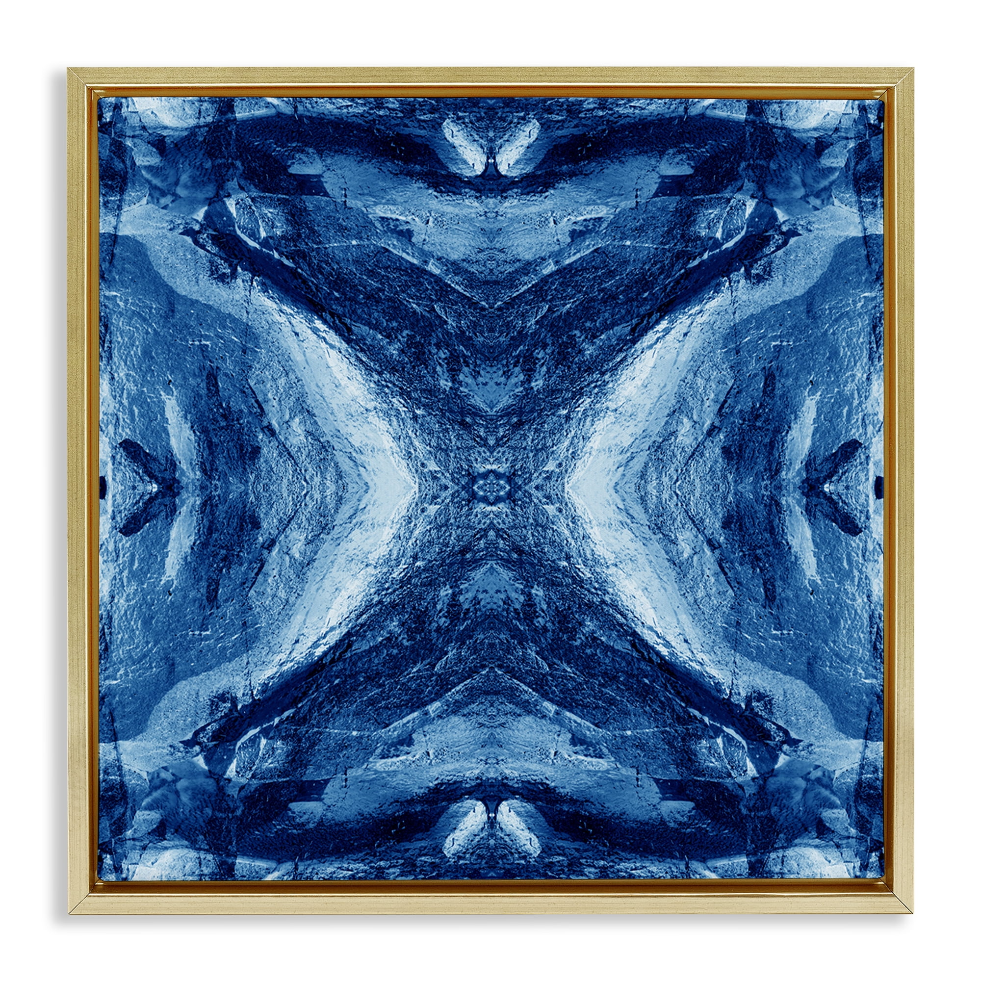 Stupell Industries Rustic Mirrored Motif Abstract Painting Gold Floater Framed Canvas Art Print Wall Art, 18 x 18