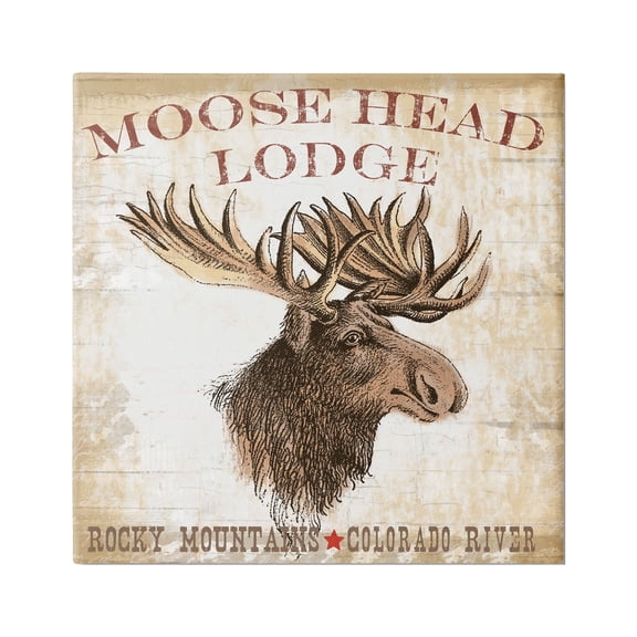 Stupell Industries Rustic Moose Head Lodge Animals & Insects Painting Gallery Wrapped Canvas Art Print Wall Art, 24 x 24