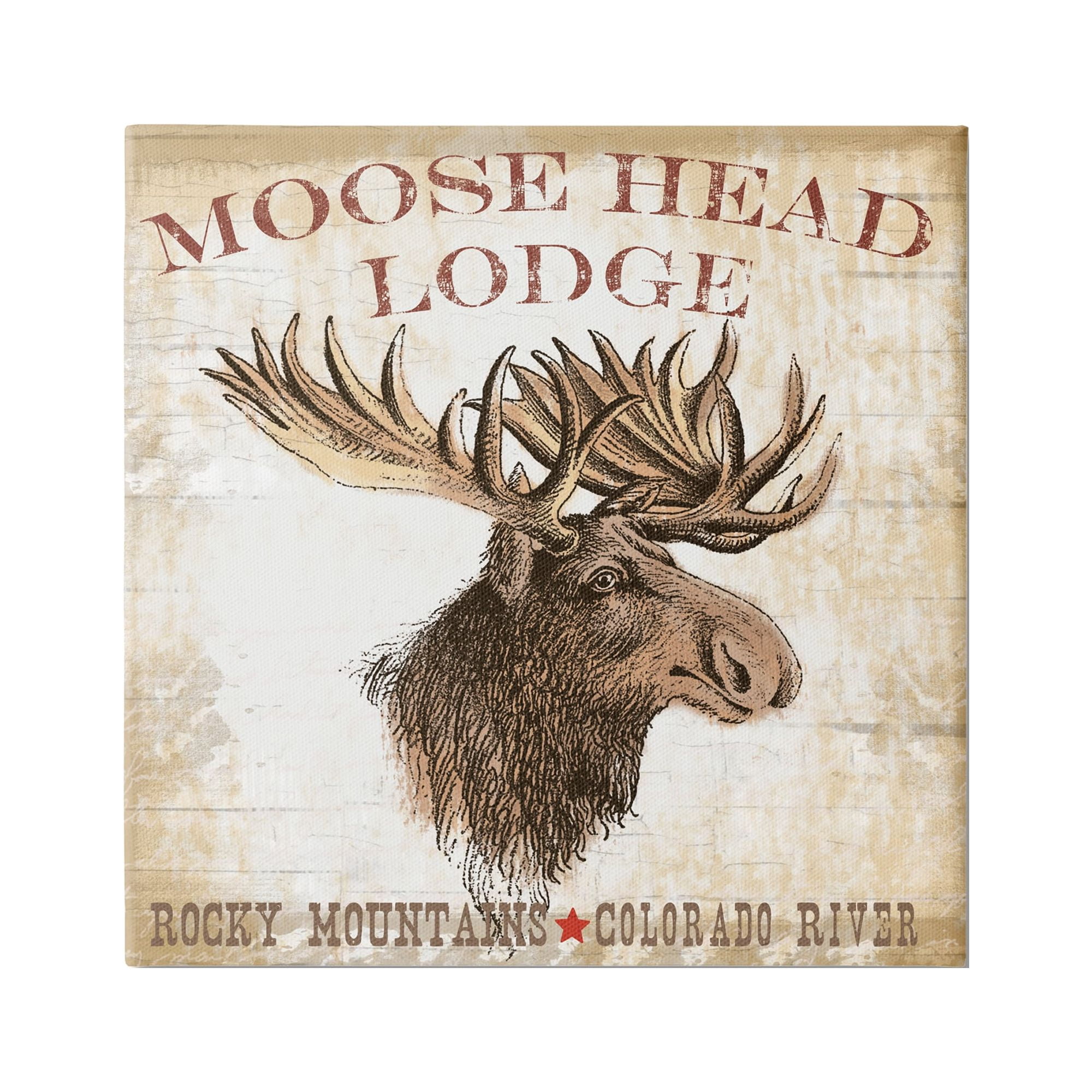 Stupell Industries Rustic Moose Head Lodge Animals & Insects Painting Gallery Wrapped Canvas Art Print Wall Art, 30 x 30