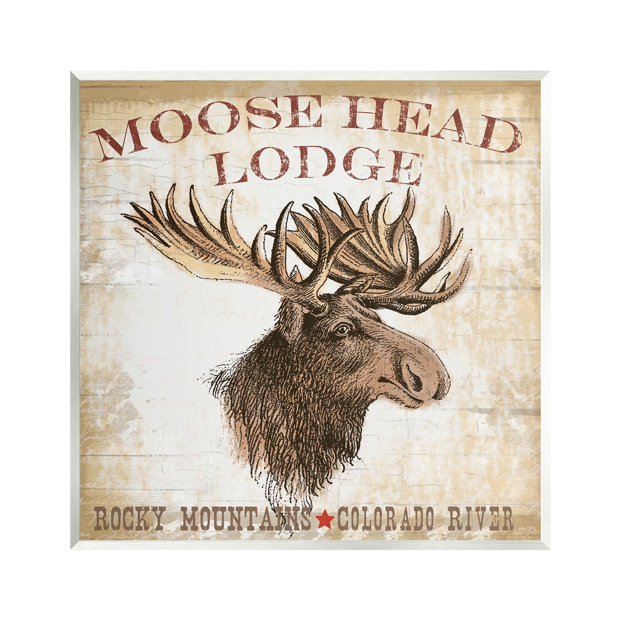Stupell Industries Rustic Moose Head Lodge Animals & Insects Painting Unframed Art Print Wall Art, 12 x 12