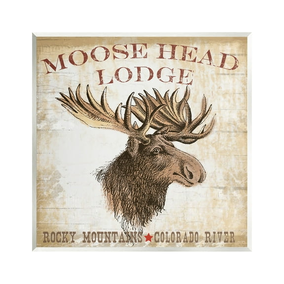 Stupell Industries Rustic Moose Head Lodge Animals & Insects Painting Unframed Art Print Wall Art, 12 x 12