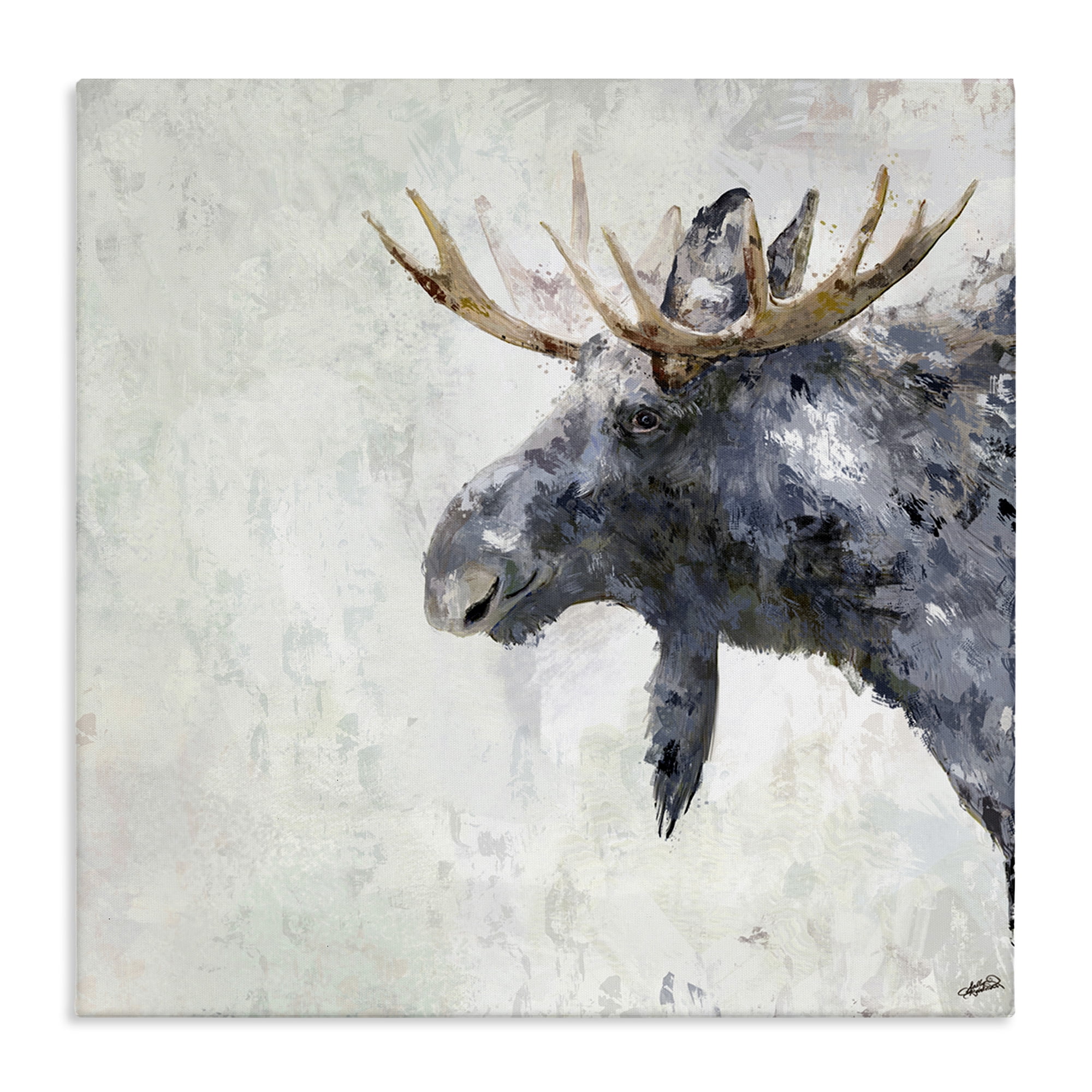 Stupell Industries Rustic Moose View Animals & Insects Painting Gallery Wrapped Canvas Art Print Wall Art, 30 x 30