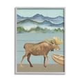 thumbnail image 1 of Stupell Industries Rustic Moose at Lake Animals & Insects Painting Gray Framed Art Print Wall Art, 16 x 20, 1 of 9