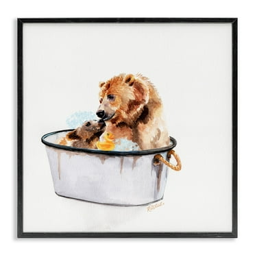Stupell Industries Rustic Mother Bear and Cub in Bubble Bath Designed by Jennifer Redstreake
