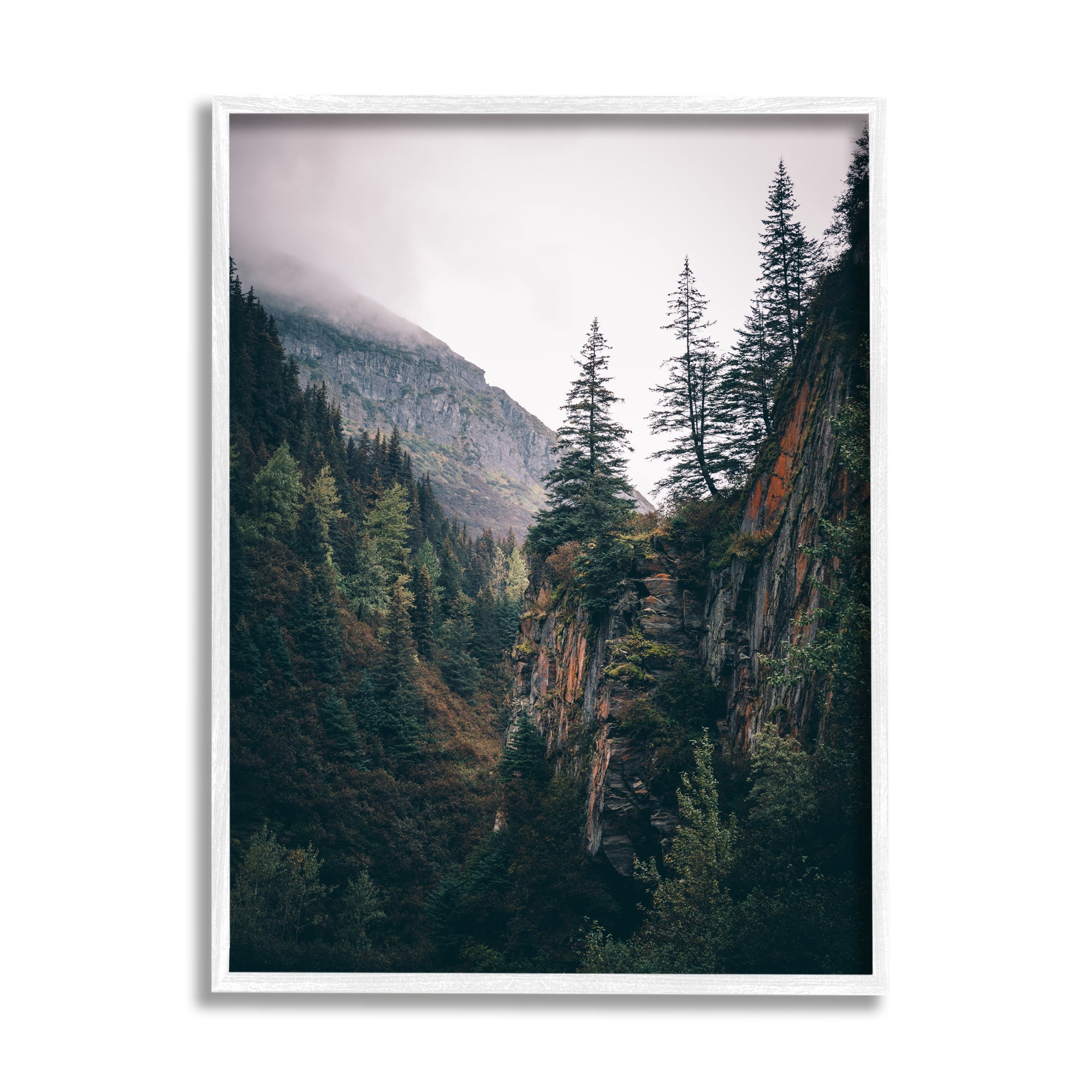 Stupell Industries Rustic Mountain Landscape Landscape Photography White Framed Art Print Wall Art, 24 x 30