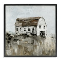 Stupell Industries Rustic Muted Farmhouse Landscape & Nature Painting Black Framed Art Print Wall Art, 12 x 12