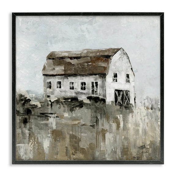 Stupell Industries Rustic Muted Farmhouse Landscape & Nature Painting Black Framed Art Print Wall Art, 12 x 12