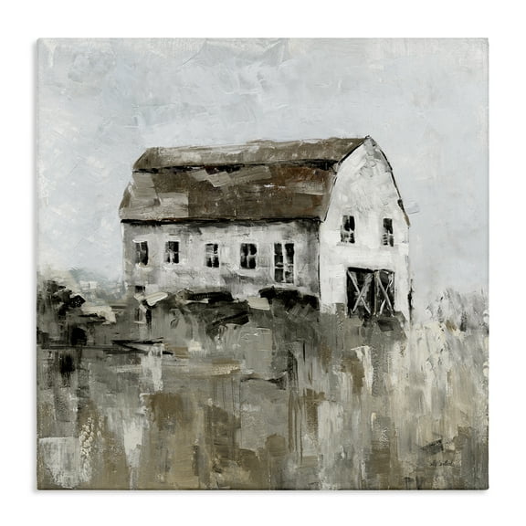 Stupell Industries Rustic Muted Farmhouse Landscape & Nature Painting Wrapped Canvas Art Print Wall Art, 17 x 17