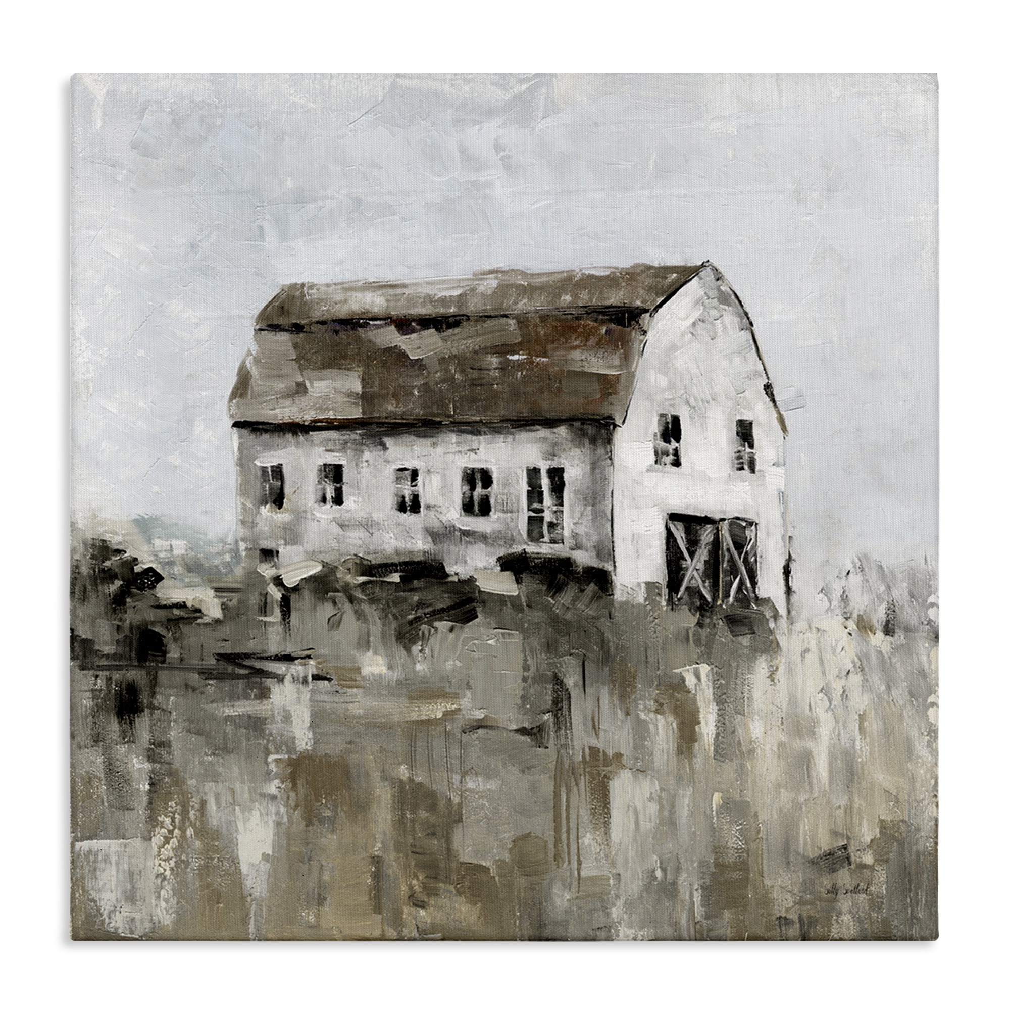 Stupell Industries Rustic Muted Farmhouse Landscape & Nature Painting Wrapped Canvas Art Print Wall Art, 36 x 36