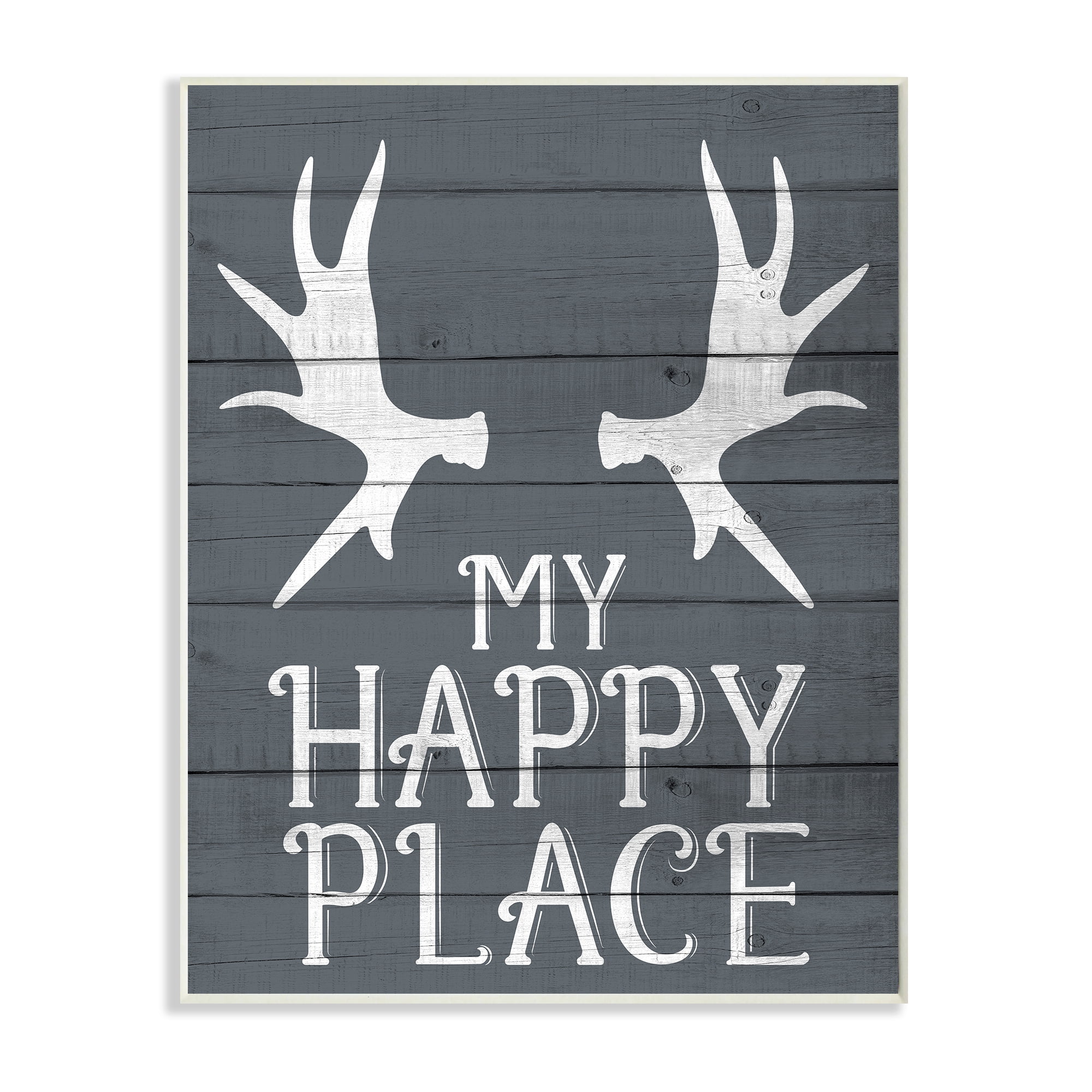 Stupell Industries Rustic My Happy Place Large Elk Antlers Wall Plaque by Kim Allen