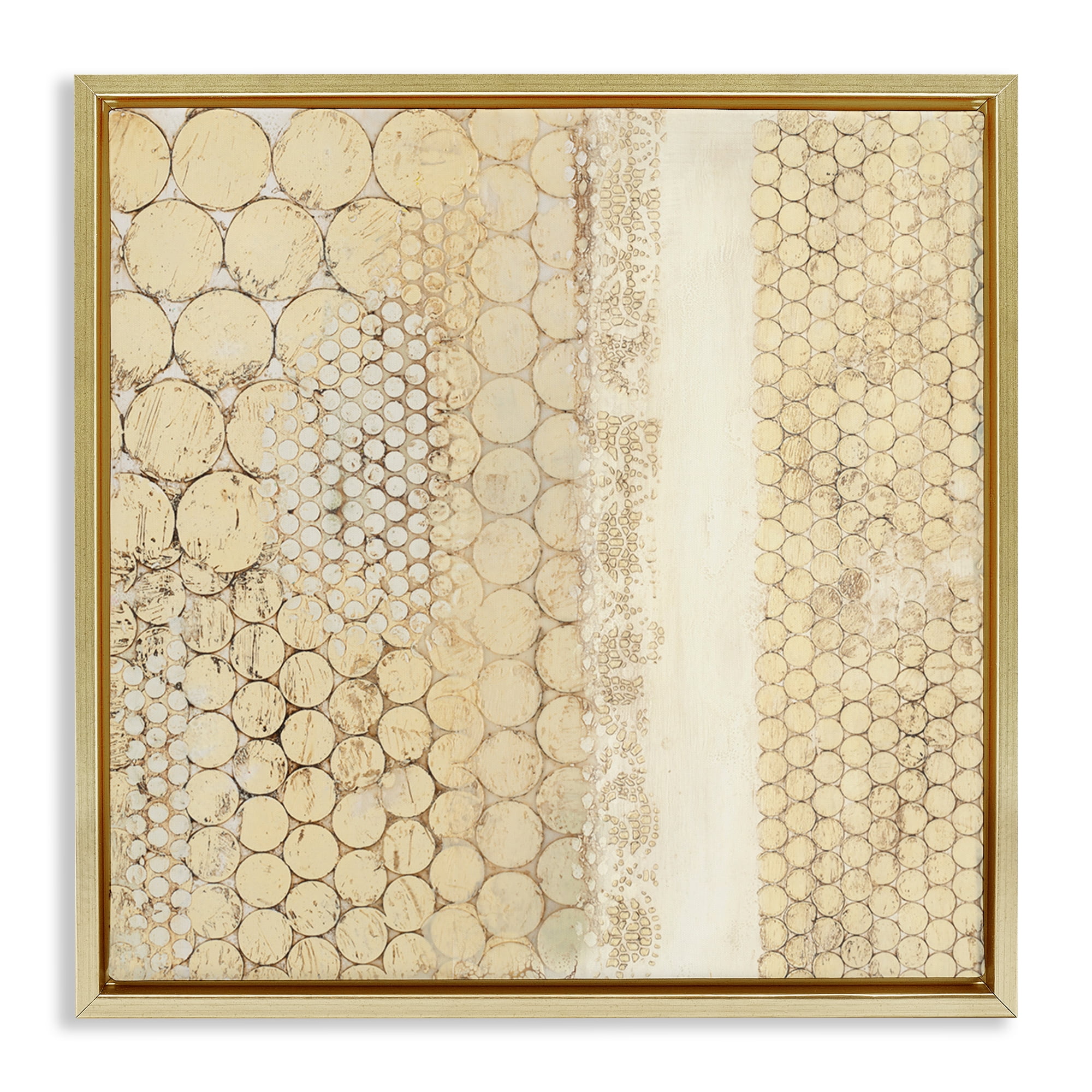 Stupell Industries Rustic Natural Pattern Abstract Painting Gold Floater Framed Canvas Art Print Wall Art, 18 x 18