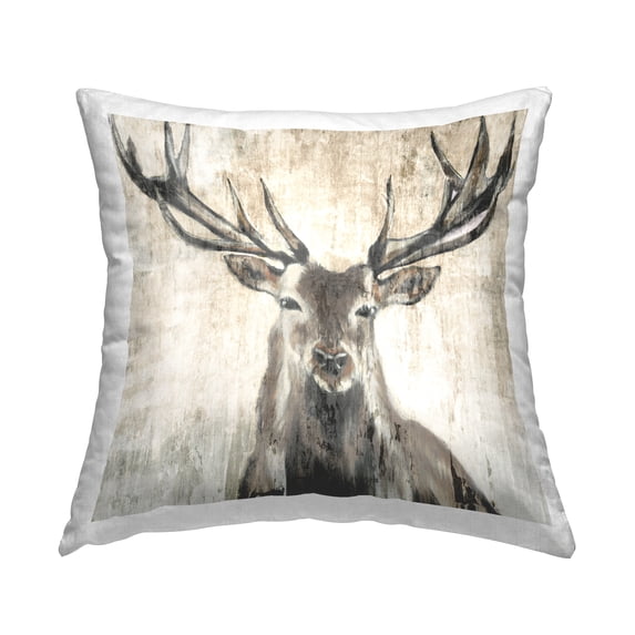 Stupell Industries Rustic Nature Deer Antlers Wildlife Square Decorative Printed Throw Pillow, 18 x 18,