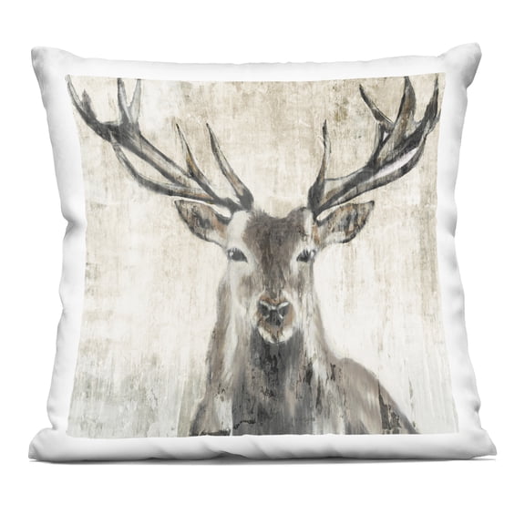 Stupell Ind - Rustic Nature Deer Antlers Wildlife Indoor Pillow 18x18 by Liz Jardine
