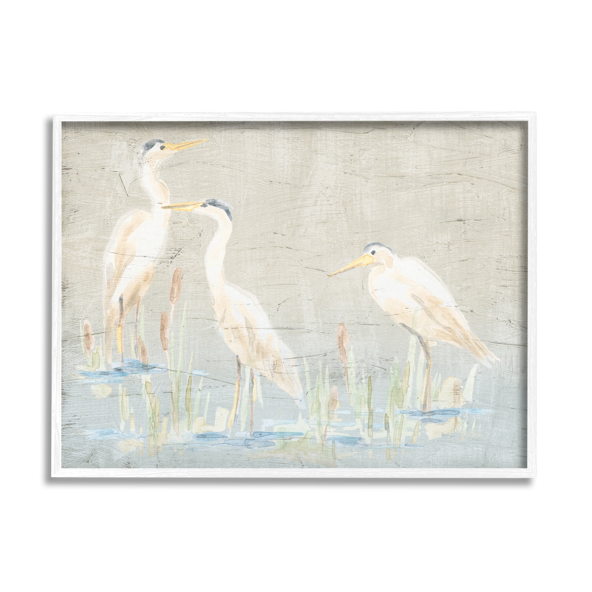 Stupell Industries Rustic Nautical Herons Animals & Insects Painting White Framed Art Print Wall Art, 20 x 16