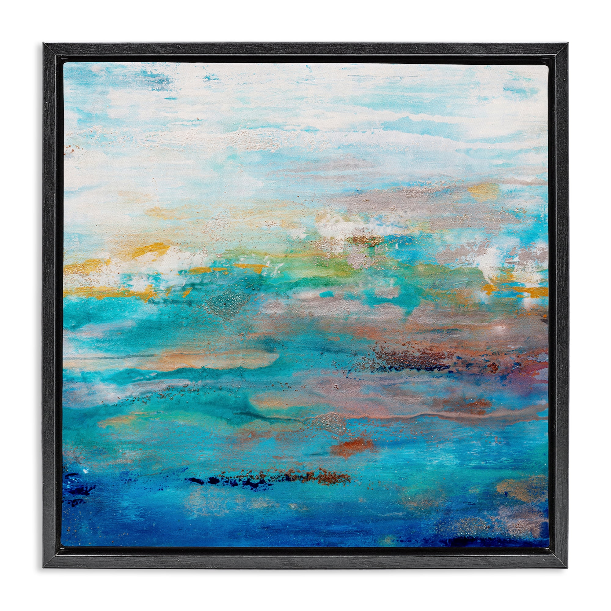 Stupell Industries Rustic Nautical Painting Abstract Painting Black Floater Framed Canvas Art Print Wall Art, 18 x 18